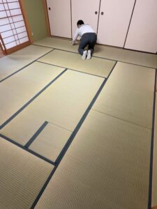 畳縁の模様を綺麗に出したこだわりの茶室の国産畳